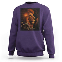 Faith Over Fear Sweatshirt Lion Of Judah Jesus Christian Religious - Wonder Print Shop