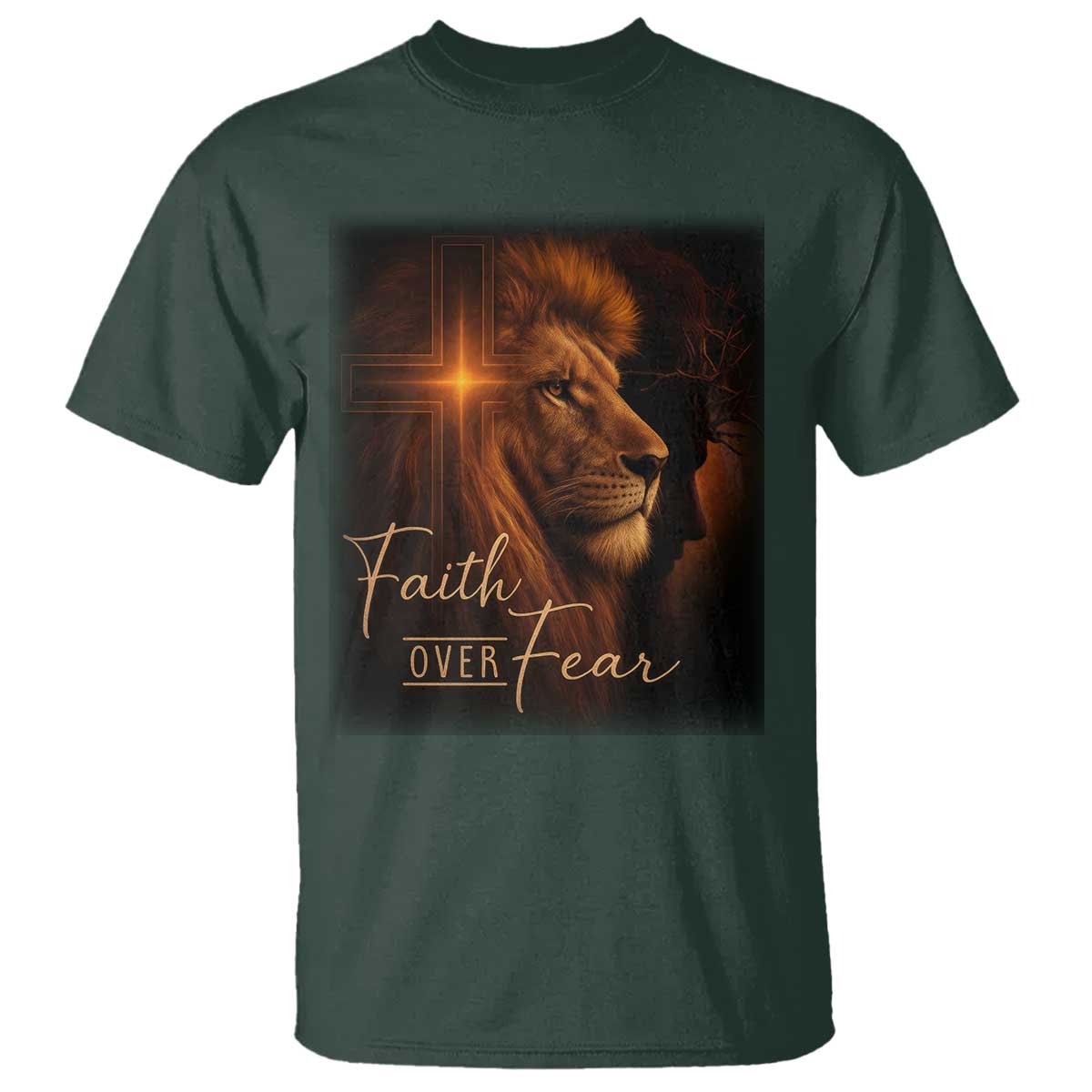 Faith Over Fear T Shirt Lion Of Judah Jesus Christian Religious - Wonder Print Shop