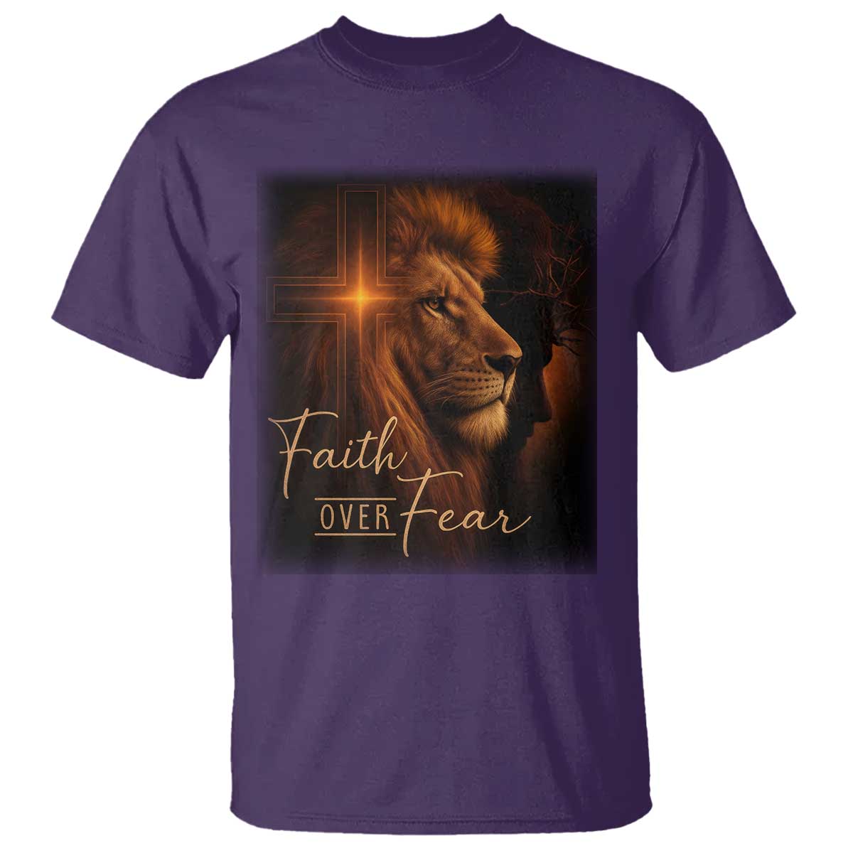 Faith Over Fear T Shirt Lion Of Judah Jesus Christian Religious - Wonder Print Shop
