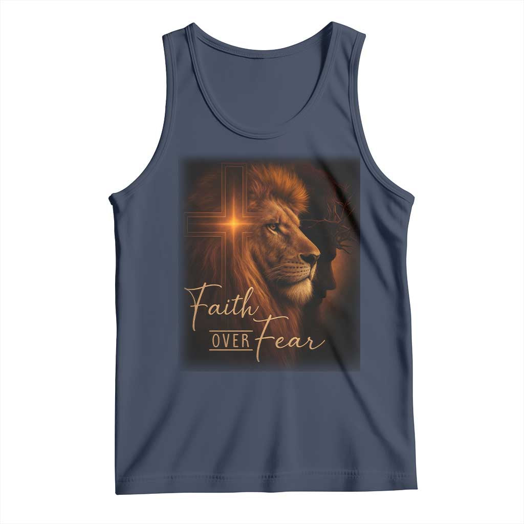Faith Over Fear Tank Top Lion Of Judah Jesus Christian Religious - Wonder Print Shop