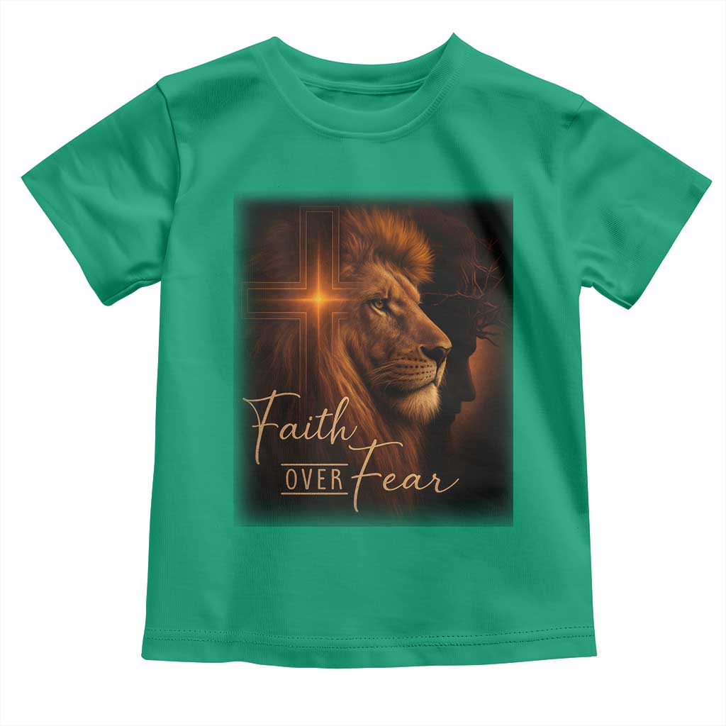 Faith Over Fear Toddler T Shirt Lion Of Judah Jesus Christian Religious - Wonder Print Shop