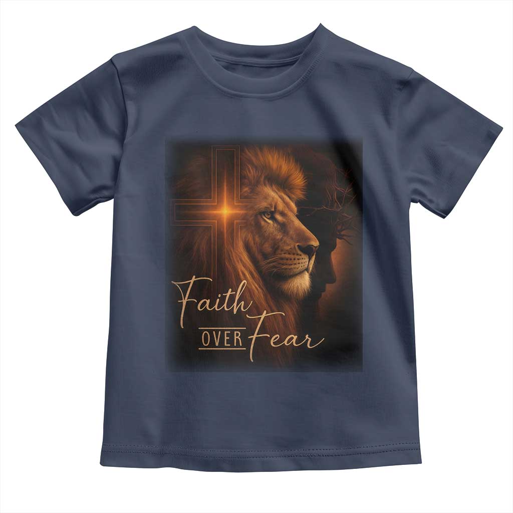 Faith Over Fear Toddler T Shirt Lion Of Judah Jesus Christian Religious - Wonder Print Shop