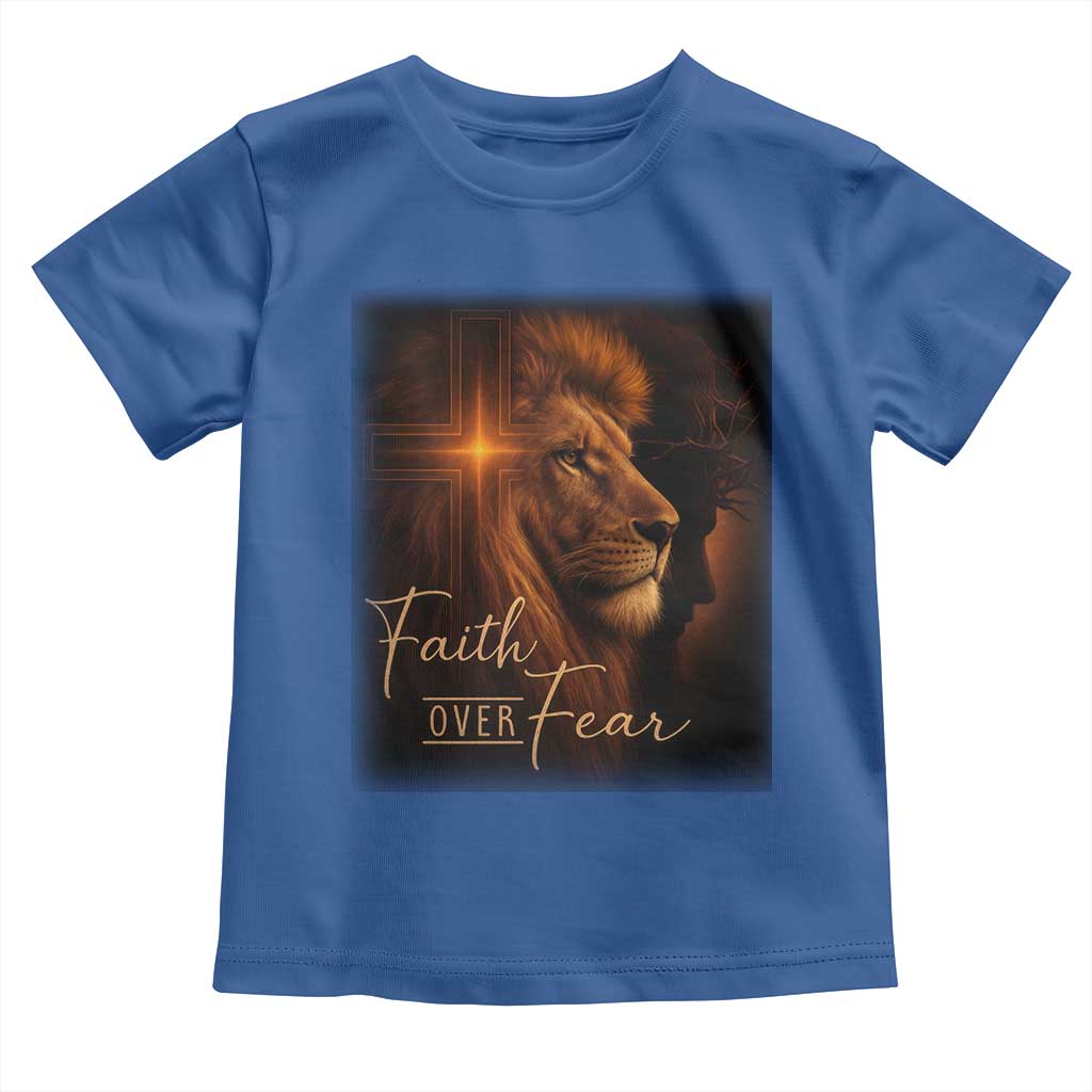 Faith Over Fear Toddler T Shirt Lion Of Judah Jesus Christian Religious - Wonder Print Shop