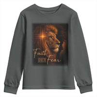 Faith Over Fear Youth Sweatshirt Lion Of Judah Jesus Christian Religious - Wonder Print Shop
