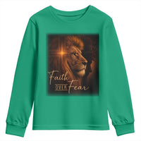 Faith Over Fear Youth Sweatshirt Lion Of Judah Jesus Christian Religious - Wonder Print Shop