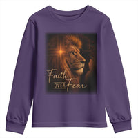 Faith Over Fear Youth Sweatshirt Lion Of Judah Jesus Christian Religious - Wonder Print Shop