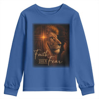 Faith Over Fear Youth Sweatshirt Lion Of Judah Jesus Christian Religious - Wonder Print Shop