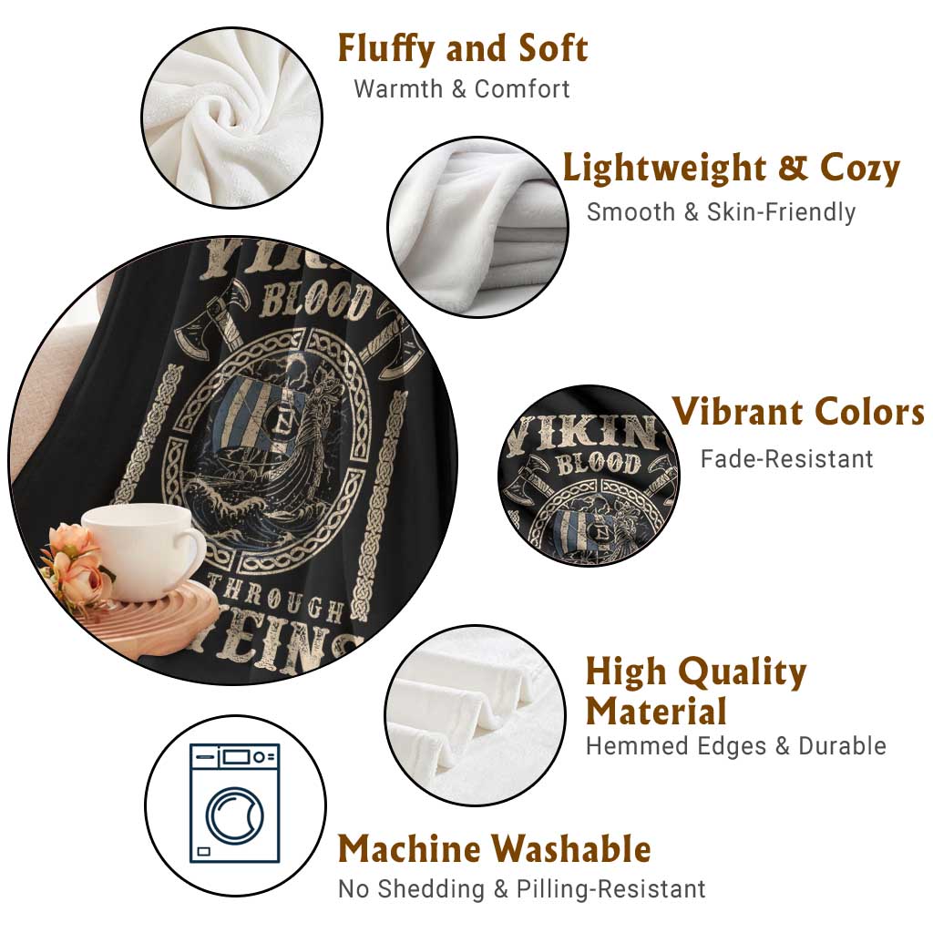 Viking Blood Runs Through My Veins Throw Blanket Norse Mythology Drakkar Longship - Wonder Print Shop