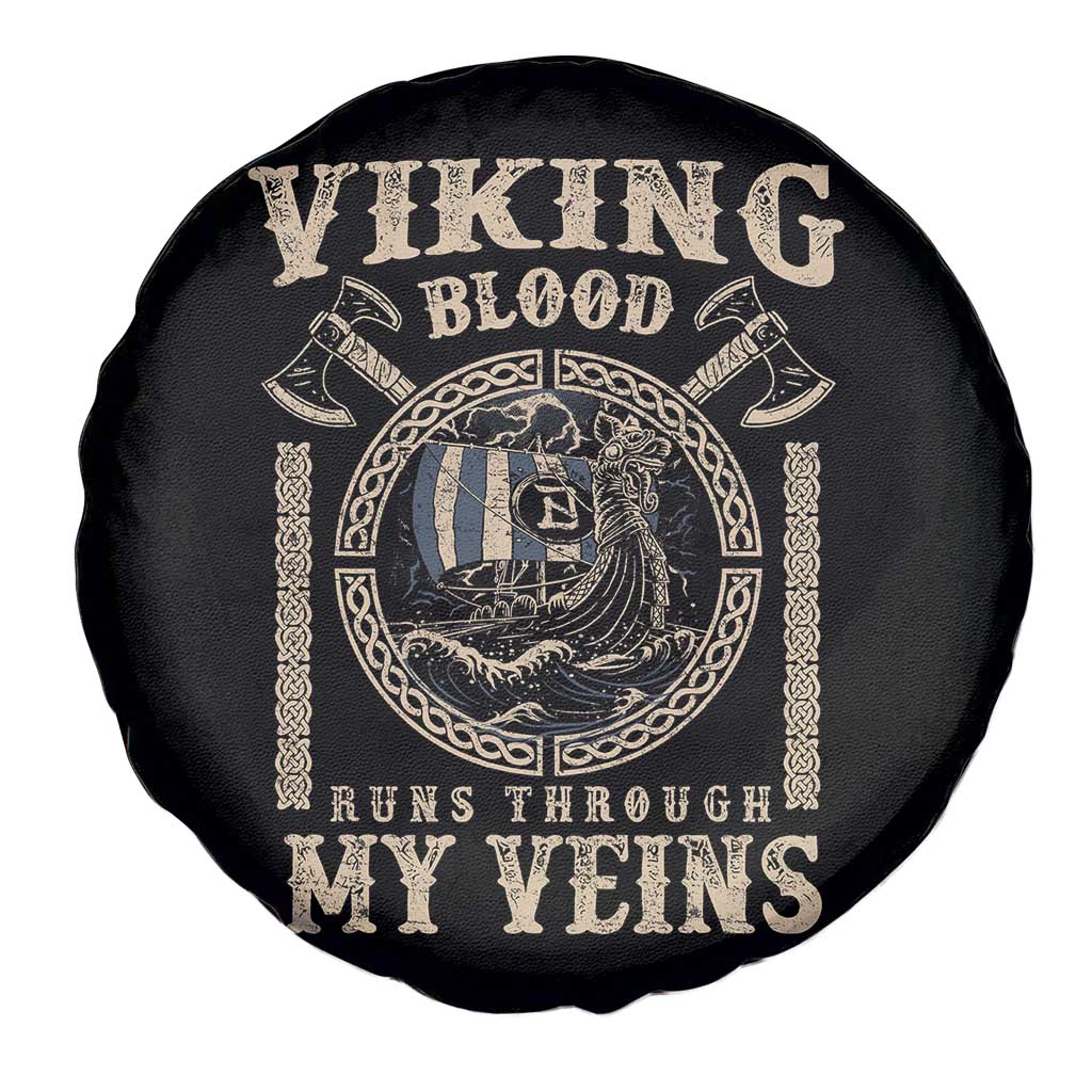 Viking Blood Runs Through My Veins Spare Tire Cover Norse Mythology Drakkar Longship - Wonder Print Shop