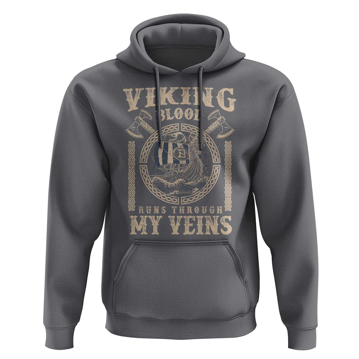Viking Blood Runs Through My Veins Hoodie Norse Mythology Drakkar Longship - Wonder Print Shop