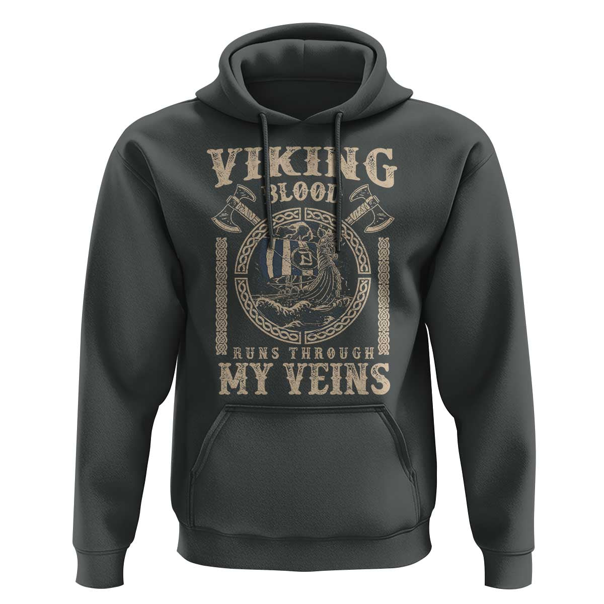 Viking Blood Runs Through My Veins Hoodie Norse Mythology Drakkar Longship - Wonder Print Shop