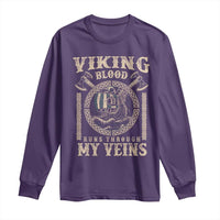 Viking Blood Runs Through My Veins Long Sleeve Shirt Norse Mythology Drakkar Longship - Wonder Print Shop