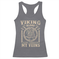 Viking Blood Runs Through My Veins Racerback Tank Top Norse Mythology Drakkar Longship - Wonder Print Shop