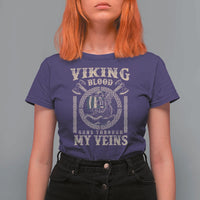 Viking Blood Runs Through My Veins T Shirt For Women Norse Mythology Drakkar Longship - Wonder Print Shop