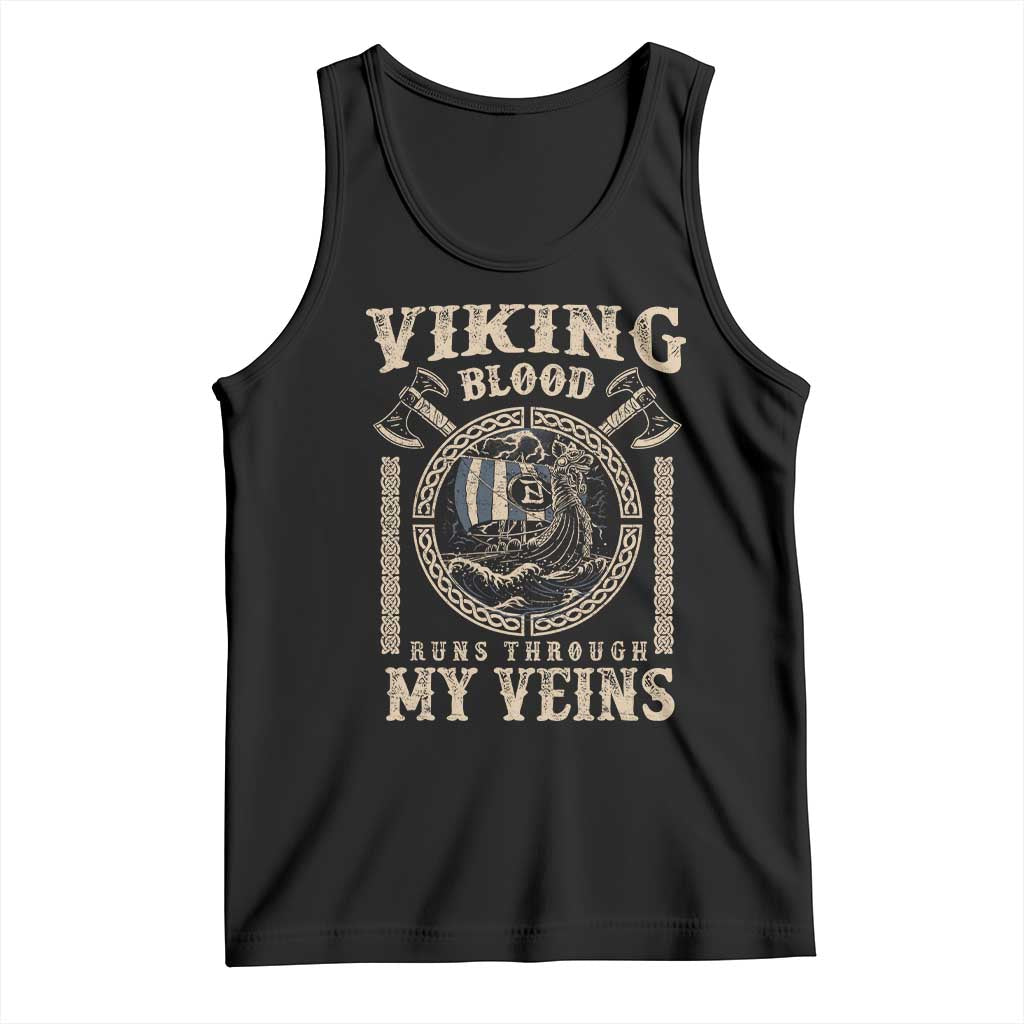 Viking Blood Runs Through My Veins Tank Top Norse Mythology Drakkar Longship - Wonder Print Shop