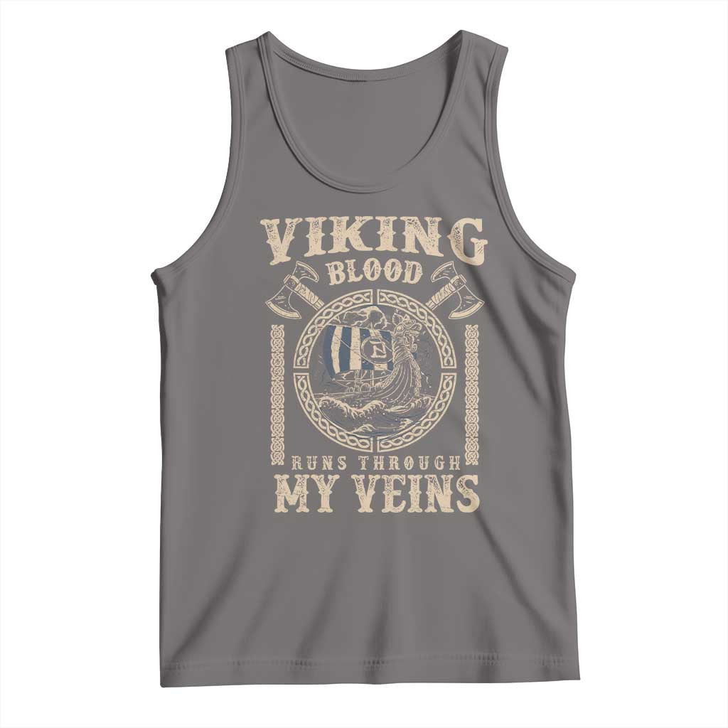 Viking Blood Runs Through My Veins Tank Top Norse Mythology Drakkar Longship - Wonder Print Shop
