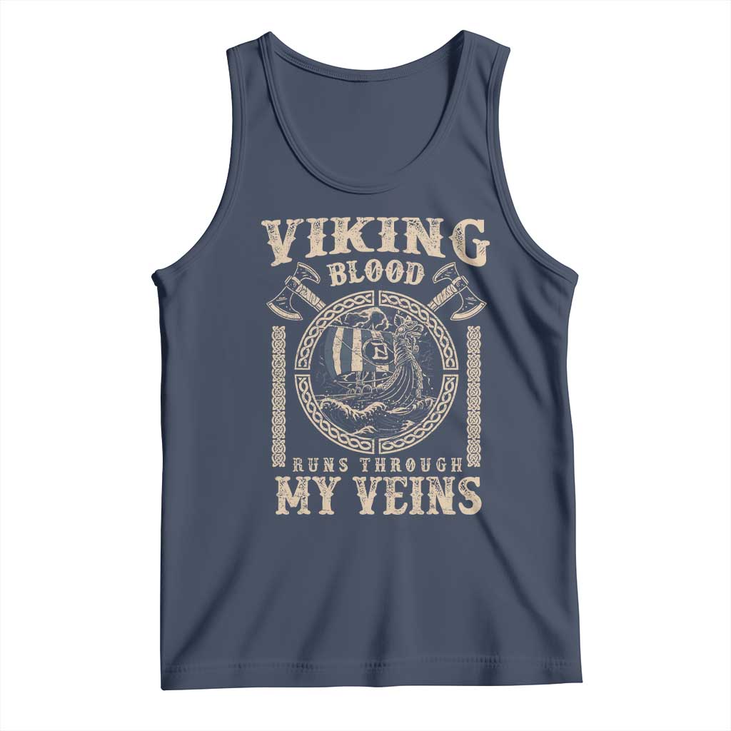 Viking Blood Runs Through My Veins Tank Top Norse Mythology Drakkar Longship - Wonder Print Shop