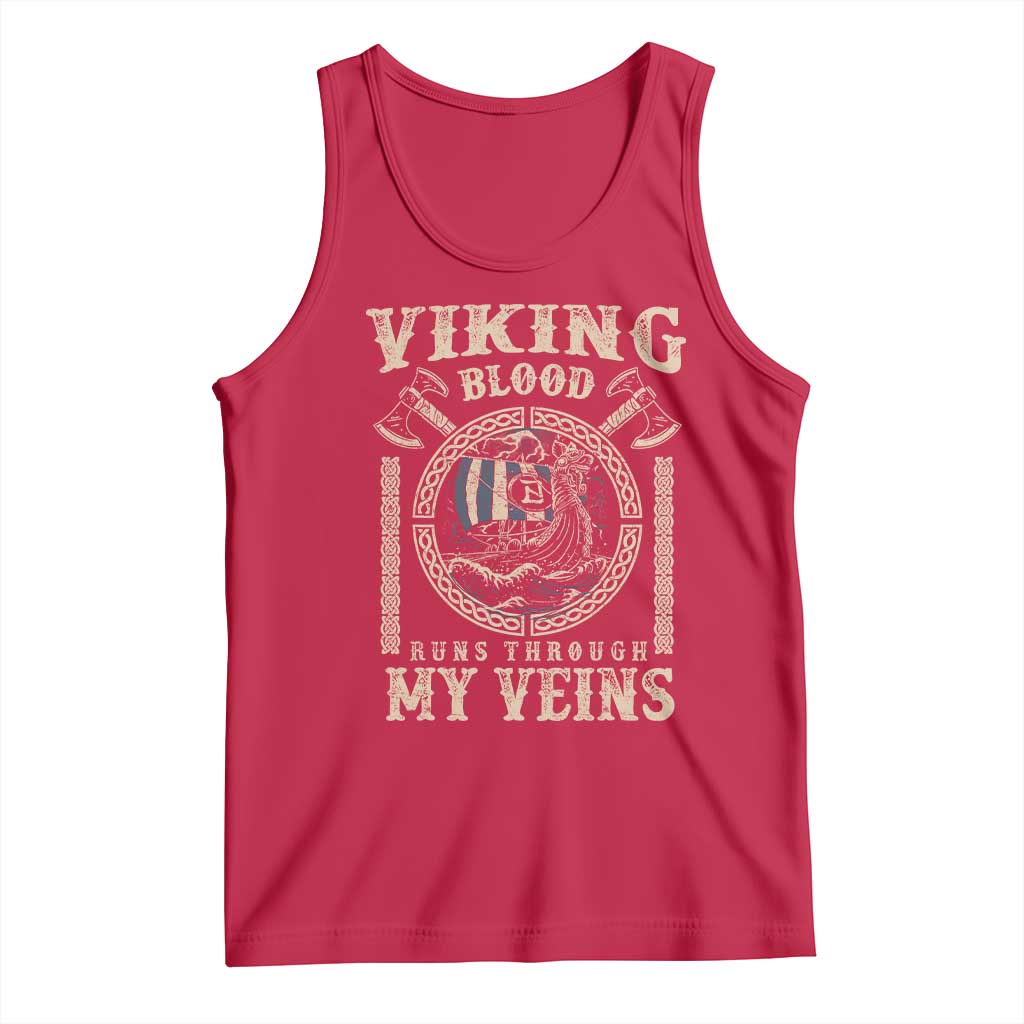 Viking Blood Runs Through My Veins Tank Top Norse Mythology Drakkar Longship - Wonder Print Shop