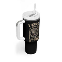 Viking Blood Runs Through My Veins Tumbler With Handle Norse Mythology Drakkar Longship - Wonder Print Shop