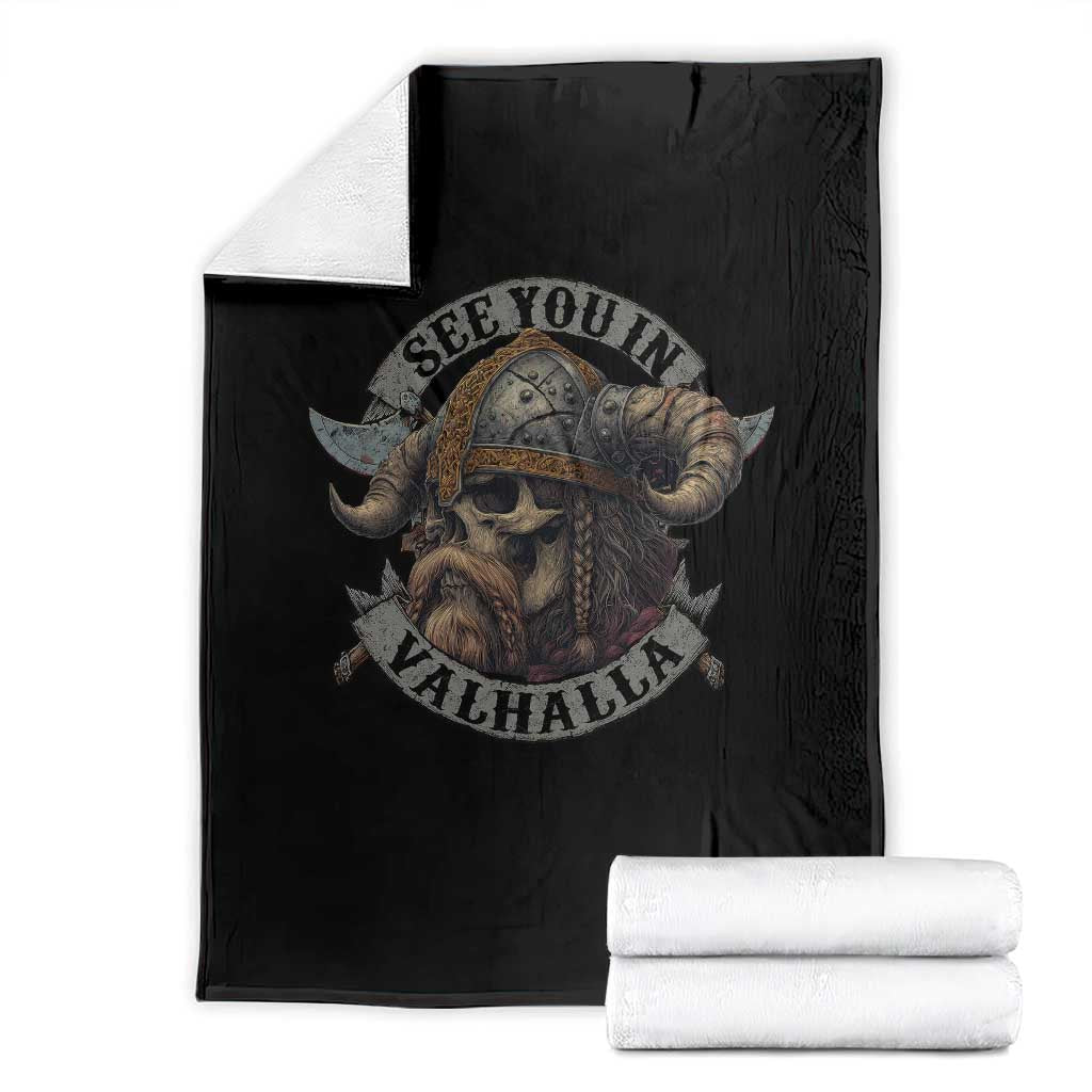 See You In Valhalla Throw Blanket Nordic Norse Viking Warrior Skull - Wonder Print Shop