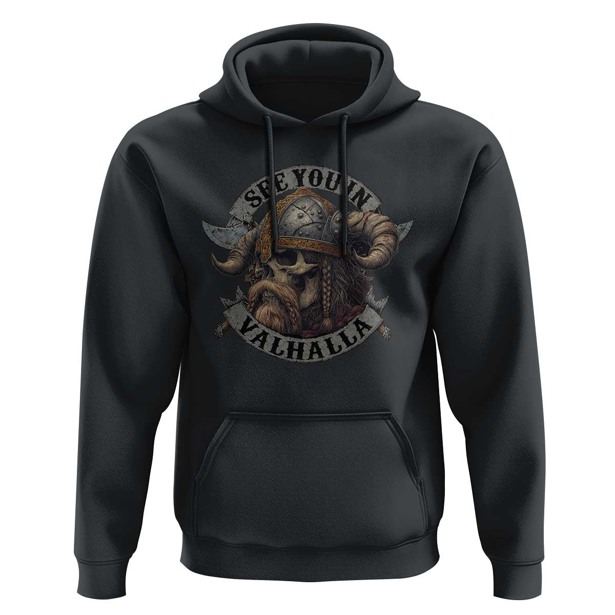 See You In Valhalla Hoodie Nordic Norse Viking Warrior Skull - Wonder Print Shop