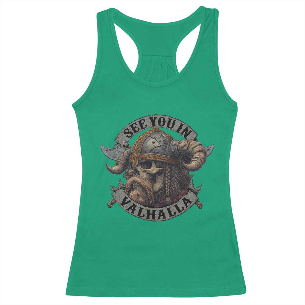 See You In Valhalla Racerback Tank Top Nordic Norse Viking Warrior Skull - Wonder Print Shop