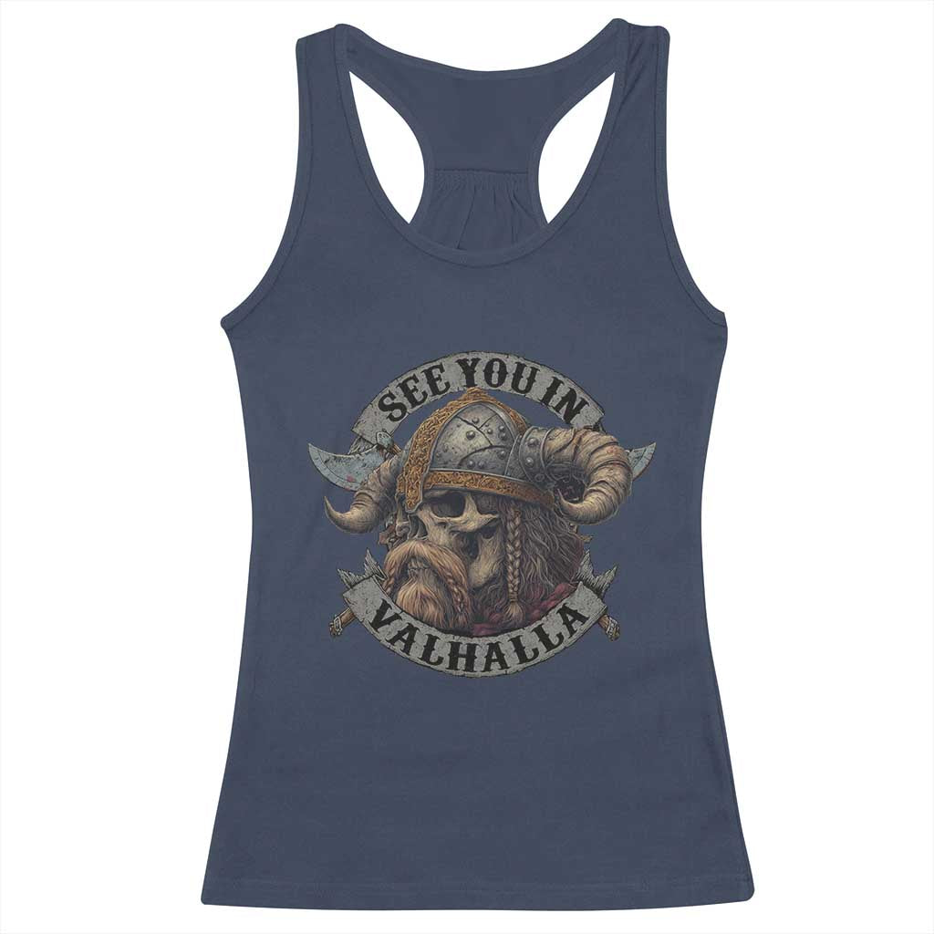 See You In Valhalla Racerback Tank Top Nordic Norse Viking Warrior Skull - Wonder Print Shop