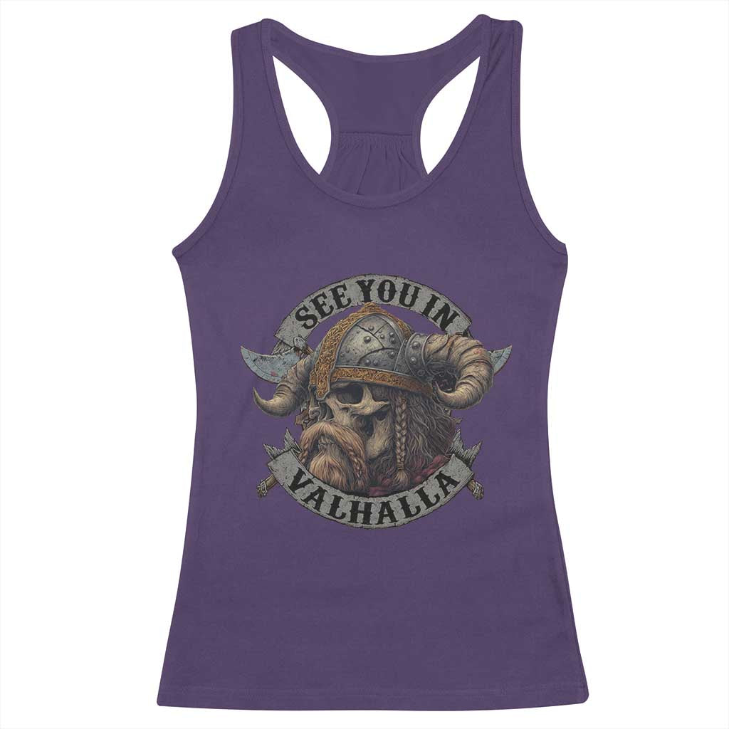See You In Valhalla Racerback Tank Top Nordic Norse Viking Warrior Skull - Wonder Print Shop
