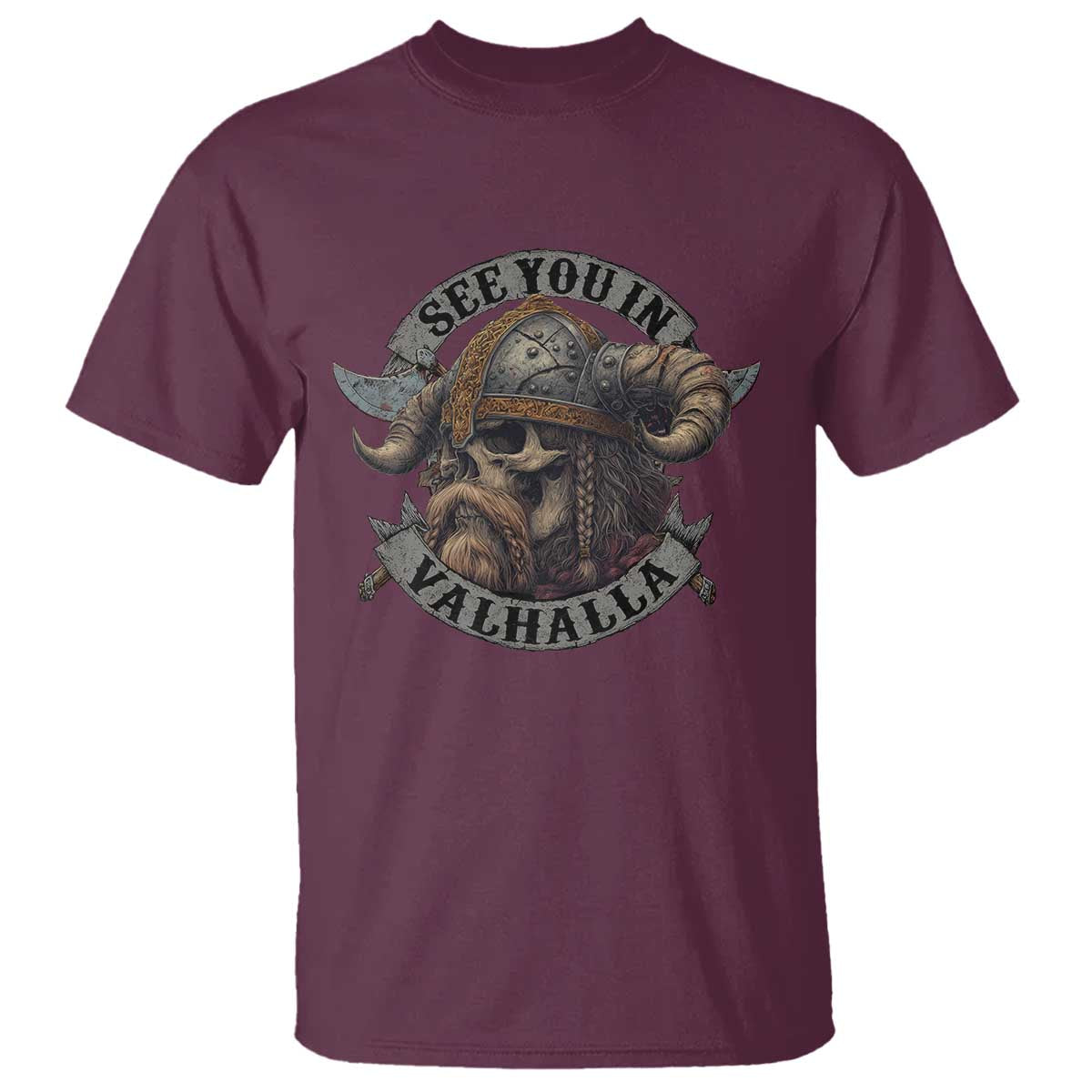 See You In Valhalla T Shirt Nordic Norse Viking Warrior Skull - Wonder Print Shop