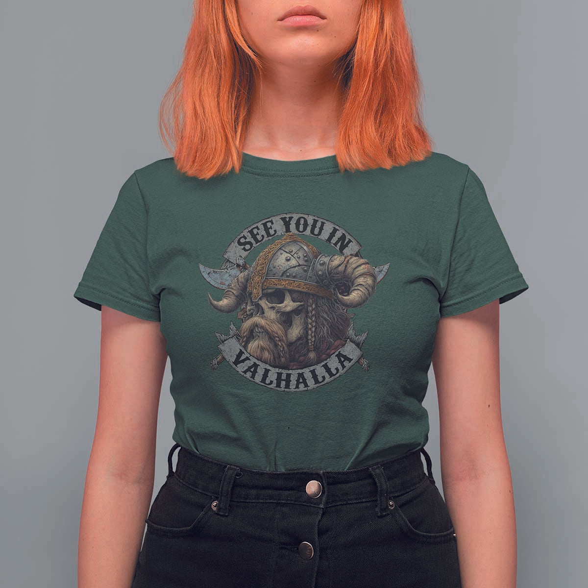 See You In Valhalla T Shirt For Women Nordic Norse Viking Warrior Skull - Wonder Print Shop
