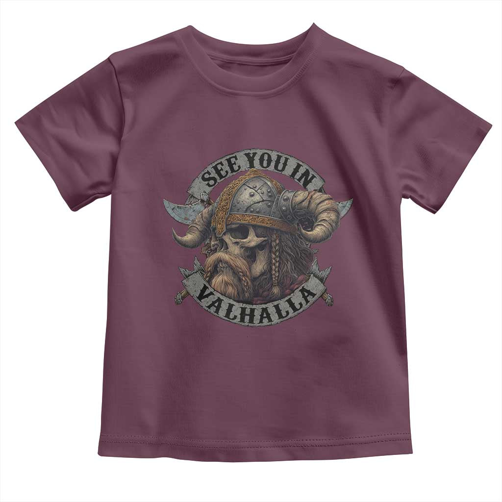 See You In Valhalla Toddler T Shirt Nordic Norse Viking Warrior Skull - Wonder Print Shop