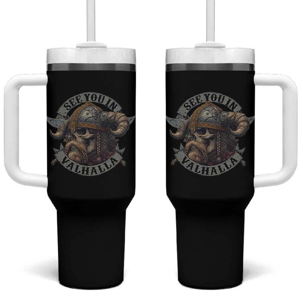 See You In Valhalla Tumbler With Handle Nordic Norse Viking Warrior Skull - Wonder Print Shop