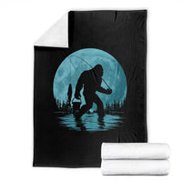 Funny Bigfoot Fishing Night Stroll Full Moon Throw Blanket - Wonder Print Shop