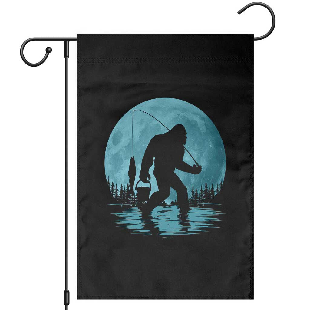 Funny Bigfoot Fishing Night Stroll Full Moon Garden Flag - Wonder Print Shop
