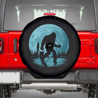 Funny Bigfoot Fishing Night Stroll Full Moon Spare Tire Cover - Wonder Print Shop