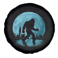 Funny Bigfoot Fishing Night Stroll Full Moon Spare Tire Cover - Wonder Print Shop