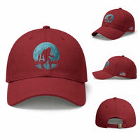 Funny Bigfoot Fishing Night Stroll Full Moon Baseball Cap