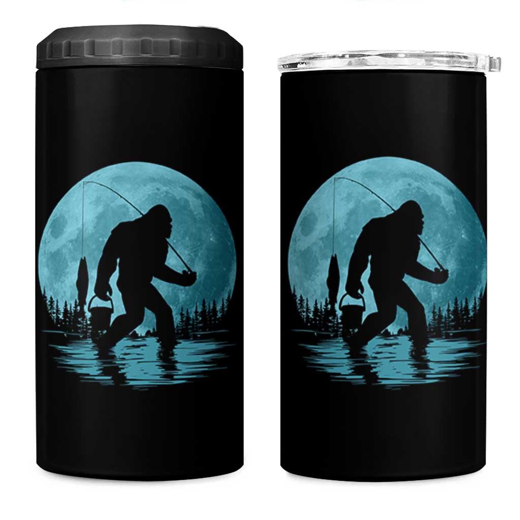 Funny Bigfoot Fishing Night Stroll Full Moon 4 in 1 Can Cooler Tumbler - Wonder Print Shop