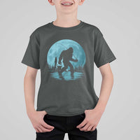 Funny Bigfoot Fishing Night Stroll Full Moon T Shirt For Kid - Wonder Print Shop