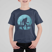 Funny Bigfoot Fishing Night Stroll Full Moon T Shirt For Kid - Wonder Print Shop