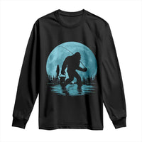 Funny Bigfoot Fishing Night Stroll Full Moon Long Sleeve Shirt - Wonder Print Shop