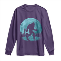 Funny Bigfoot Fishing Night Stroll Full Moon Long Sleeve Shirt - Wonder Print Shop
