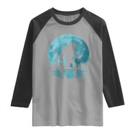 Funny Bigfoot Fishing Night Stroll Full Moon Raglan Shirt - Wonder Print Shop