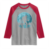 Funny Bigfoot Fishing Night Stroll Full Moon Raglan Shirt - Wonder Print Shop