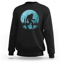 Funny Bigfoot Fishing Night Stroll Full Moon Sweatshirt - Wonder Print Shop