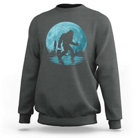 Funny Bigfoot Fishing Night Stroll Full Moon Sweatshirt - Wonder Print Shop