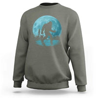 Funny Bigfoot Fishing Night Stroll Full Moon Sweatshirt - Wonder Print Shop