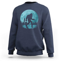 Funny Bigfoot Fishing Night Stroll Full Moon Sweatshirt - Wonder Print Shop