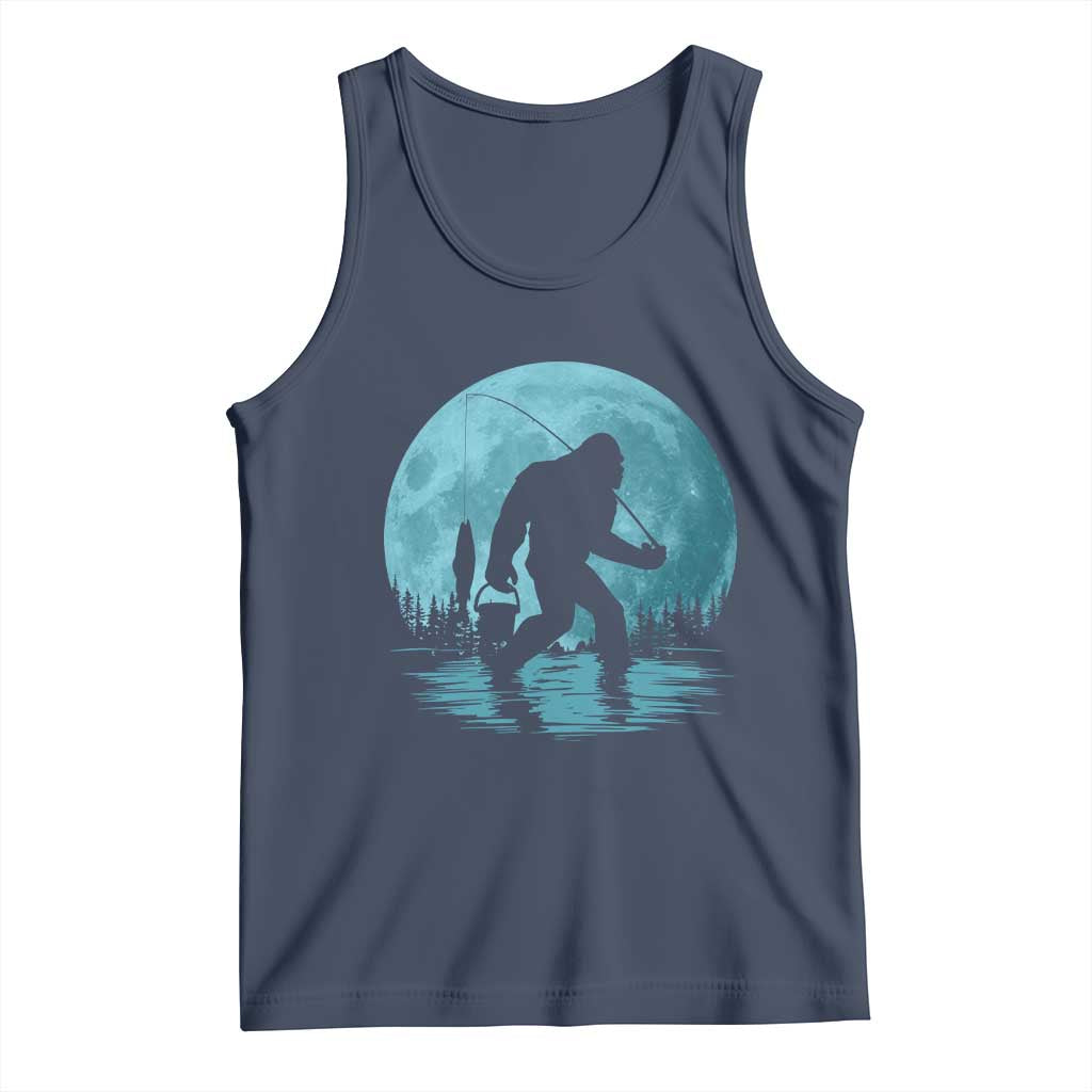 Funny Bigfoot Fishing Night Stroll Full Moon Tank Top - Wonder Print Shop