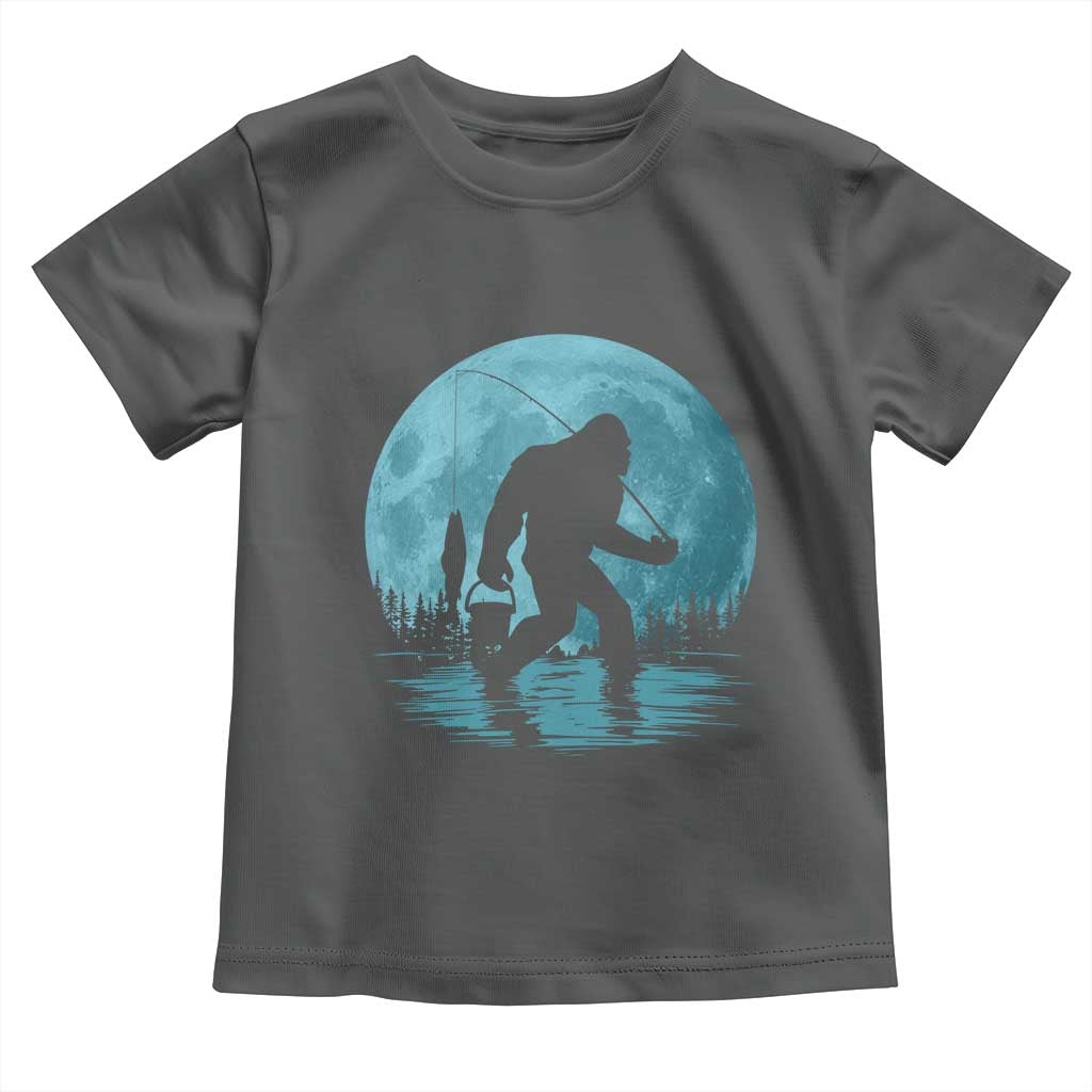 Funny Bigfoot Fishing Night Stroll Full Moon Toddler T Shirt - Wonder Print Shop